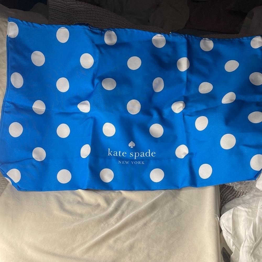 Kate Spade Vibrant Blue and White Dot Shopping Bag Whimsical Kate Spade Tote